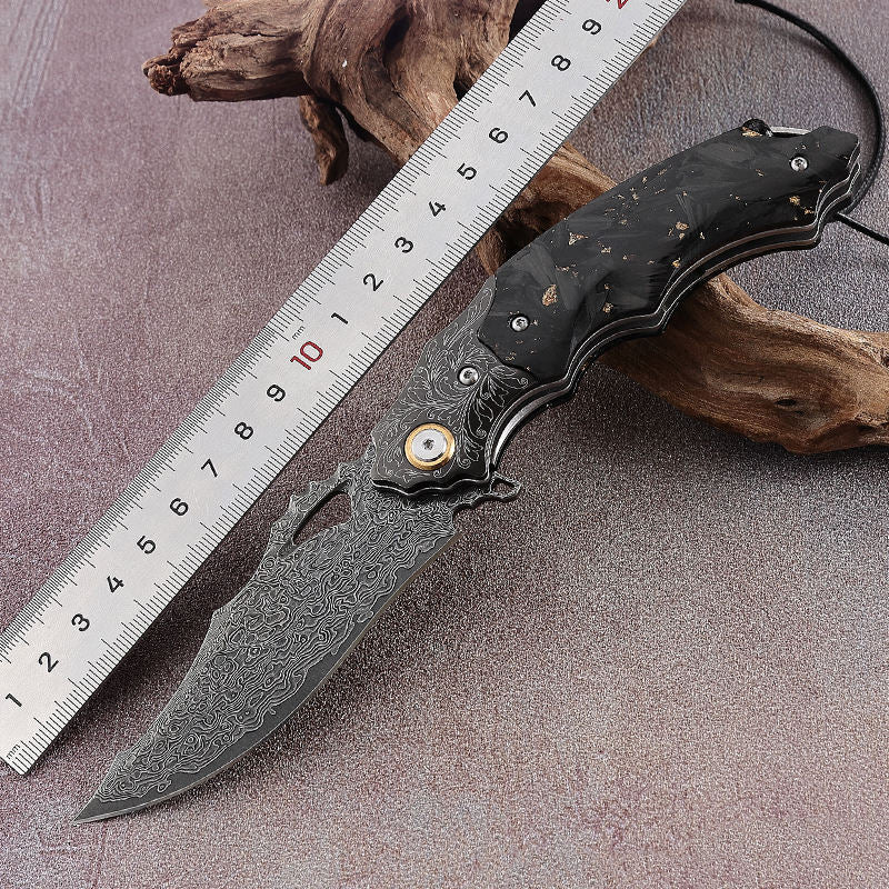 CK Carbon Damascus Folding Knife