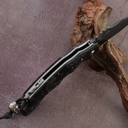 CK Carbon Damascus Folding Knife